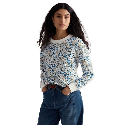 Seasalt Cornwall Bright Wave Sweatshirt - Woodland Floral Chalk